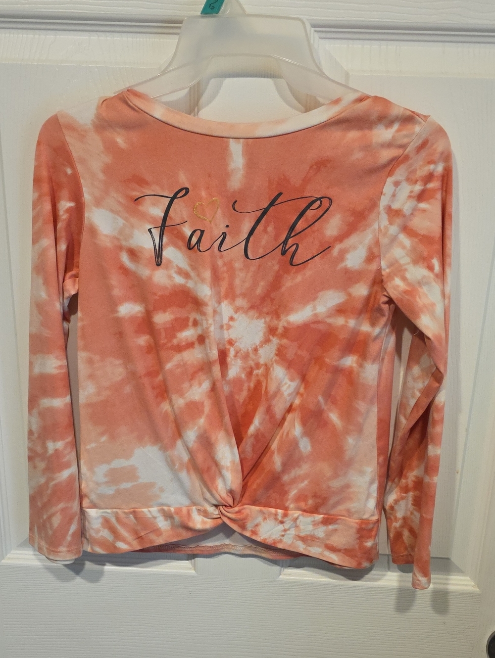 Faith Tie-Back Long Sleeve Top - Coral Tie-Dye
